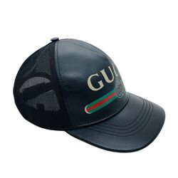 Gucci Leather Logo Interlocking Baseball Cap Hat Size L 426887 (59cm)