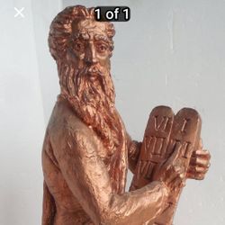 22" Tall Moses Image Figure Statue Holding Ten Commandments
