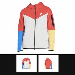 NIKE sportswear tech fleece hoodie lobster/grey fog/white