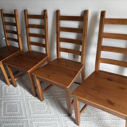 4 Solid Wood Dining Chairs – $10 Each