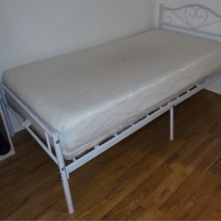 Awesome Room, Baby, Kids / Children Twin Bed Mattress And Frame -White