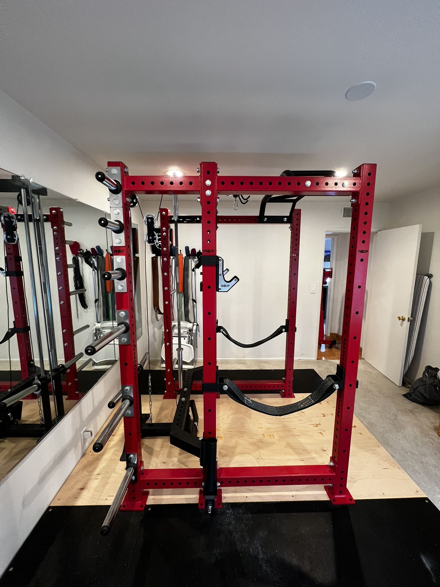 Rep Fitness PR-4000 Power Rack For Home Gym Weightlifting With Lat/Low Row Attachment And Extras