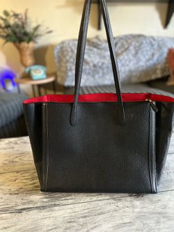 Banana Republic Black Leather Tote Bag – Red Interior