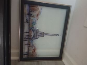 Framed Eiffel Tower Watercolor Wall Art