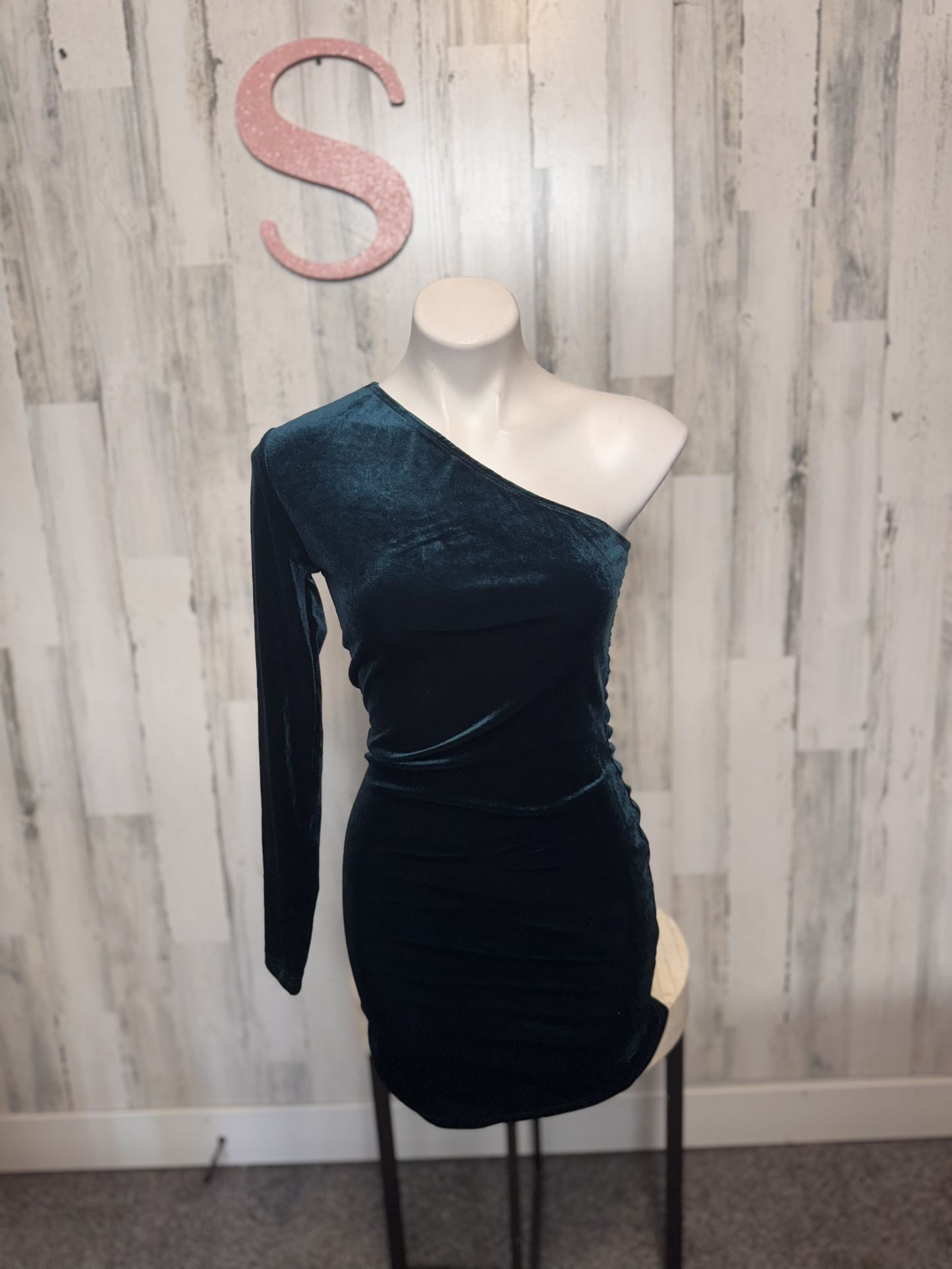 Velvet Bodycon one shoulder dress