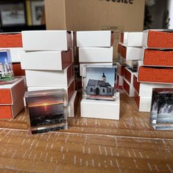 57, 2x2 photos in acrylic cubes