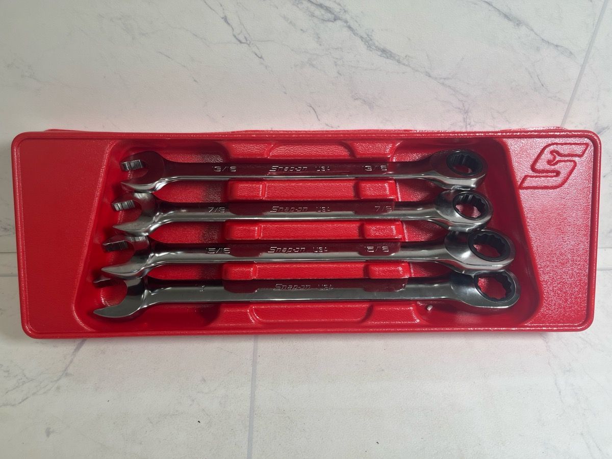 Snap-On SOXR704A SAE 4-Piece Ratcheting Box Wrench Set Polished Chrome (A1G009600)
