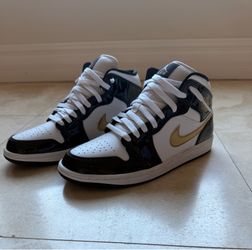 Air Jordan 1 Mid SE Size 9.5 - Patent ‘Black Gold’ - Brand New