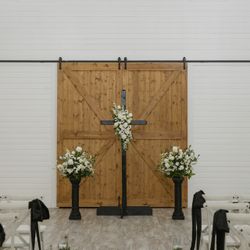 Wedding Cross & Flower Pedestals (Black)