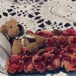 Vintage Bear On A Bed Of Roses