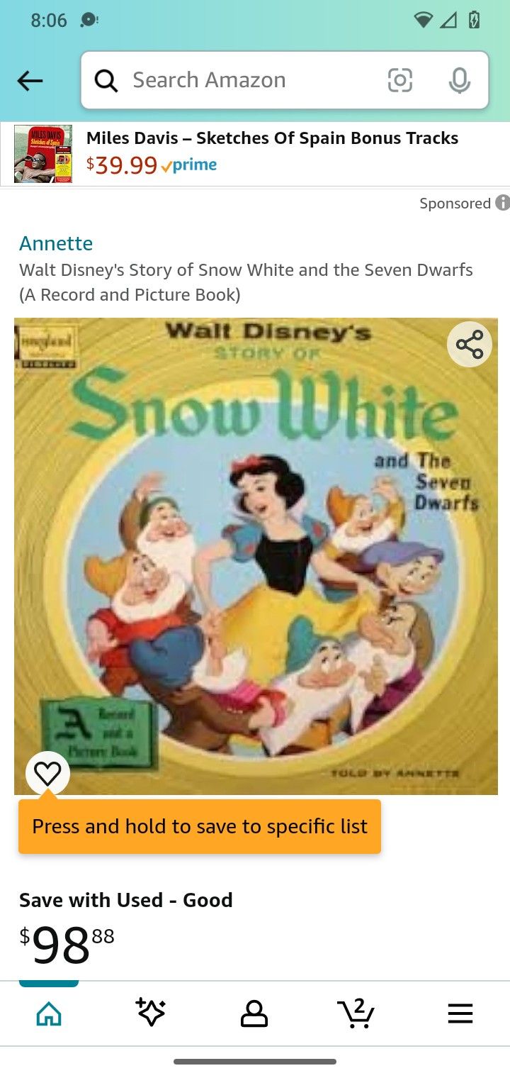 Rare Vintage Walt Disney I'm Waiting In The Seven Dwarfs Album