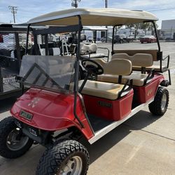 NEW BATTERIES! Red Lifted EZGO 48-Volt Golf Cart