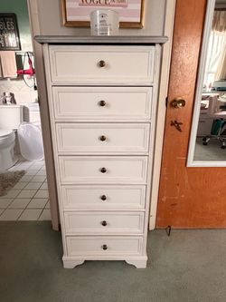 Tall White 7-Drawer Dresser / Lingerie Chest – Narrow Storage