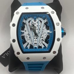 Men’s Watch For Sale - White Face & Blue Silicon Band