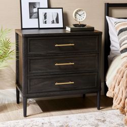Better Homes & Gardens Oaklee 3 Drawer Nightstand with USB, Charcoal Finish