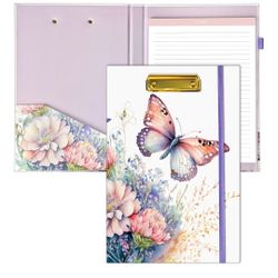 Refillable Lined Notepad Folio with Clipboard — Steel Butterfly Clipboard