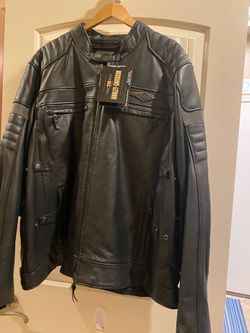 Black Leather Harley Davidson 120 th Anniversary Edition Jacket