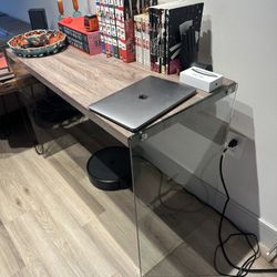 Wood And Glass Desk 