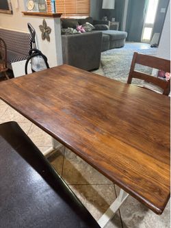 Table and bench with one chair