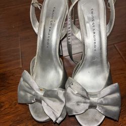Silver Bow Heels