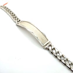 925 Silver Bracelet 8” Cuban ID Satin Inlay 8.2mm 30grams 145954 1