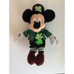 Disney Store St. Patrick's Day Mickey Mouse Plush 10" - Shamrock Outfit - Tags Attached
