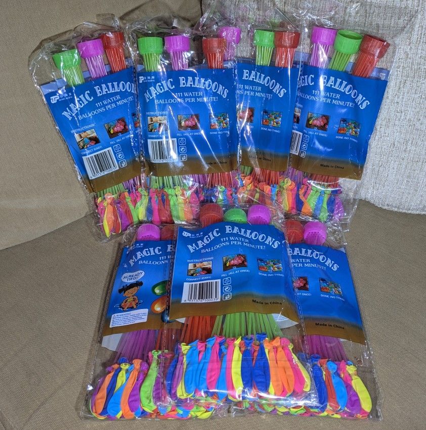 Magic Balloons! Fill 111 Water Balloons In A Minute! Set Of 7 Bags Summer/Party