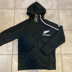 NEW men’s adidas all blacks anthem jacket Black white Medium