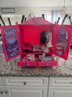 Build a bear closet with clothes, skates, shoes, and Halloween outfits.