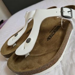 Birkenstock Gizeh Leather White Sandals Women's Size 7 / 38