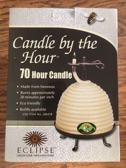 Candle by the hour and vintage bronze beehive candle snuffer