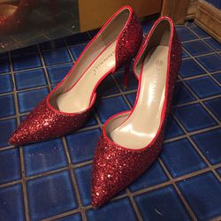 ANNAILI Red Glitter High Heels - Stilettos Pumps Shoes LIKE NEW Size 7 Euro 37