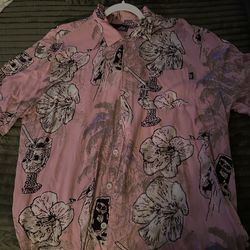 Lost Pink Hawaiian Short Sleeve Button Up Shirt Men’s Size XL