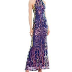 Sleeveless High Neck Sequin Dress