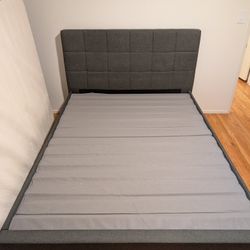 Zinus Upholstered Platform Bed Frame along with Mattress - Queen