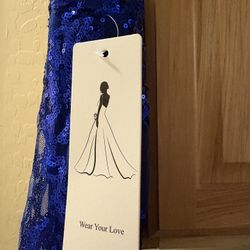 Blue Long Mermaid Prom Dress With Slit