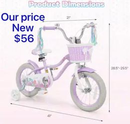 😀 14" Kids Bike, Toddler Bicycle with Training Wheels, Hand & Coaster Brakes - Purple