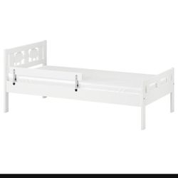 Bed frame with slatted bed base, white, 27 1/2x63 "