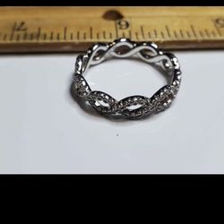 Diamond Infinity Sterling Silver 925 Ring Size 9, Vintage 1990s