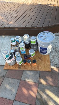 Lot of Mixed Paint Cans Various Sizes