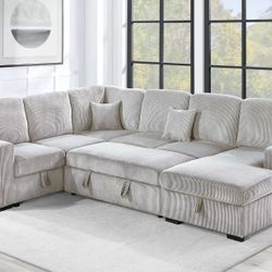 Convertible Sectional- Sleeper Sofa & Storage & USB Port