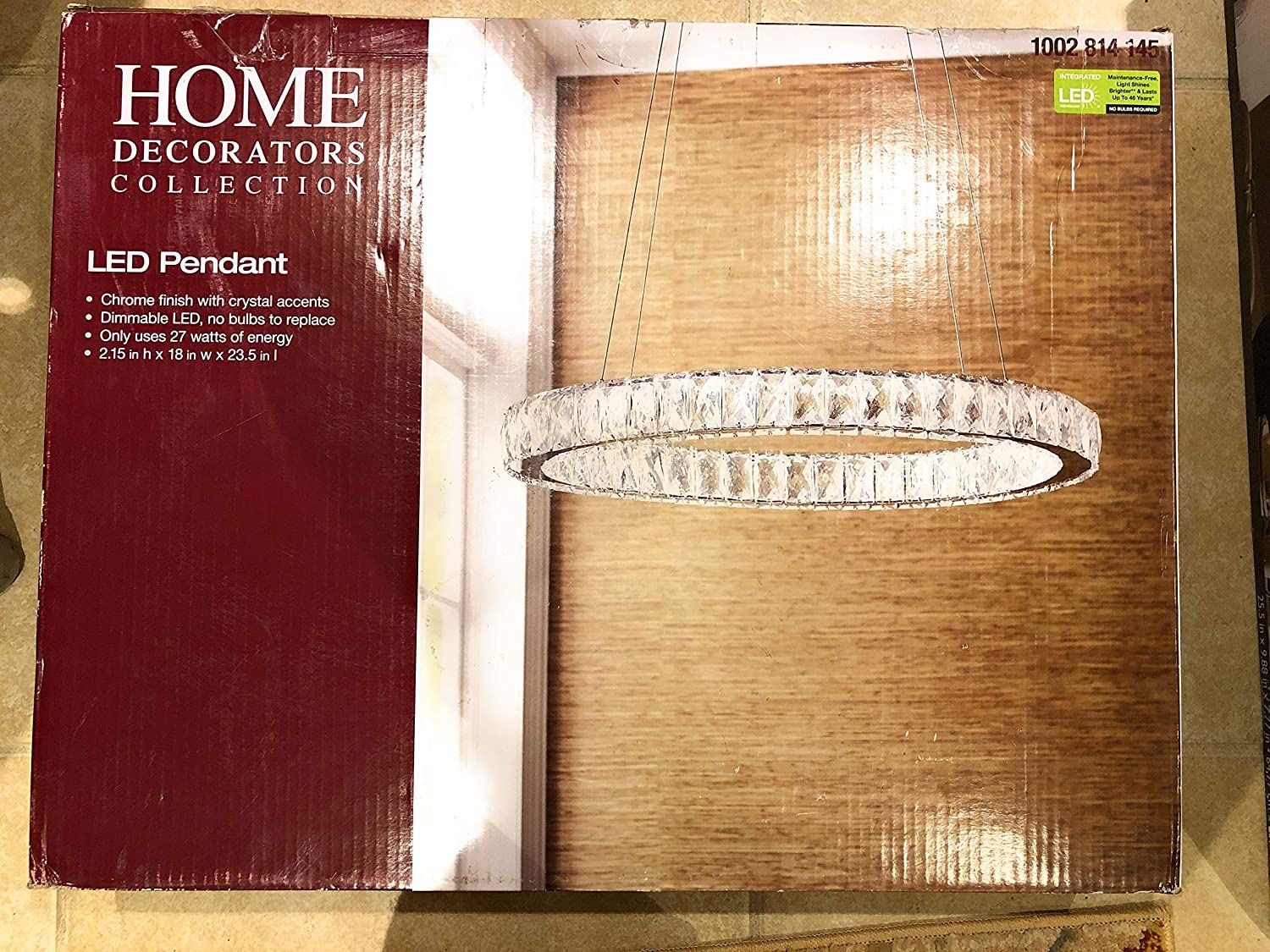 Led pendant. Chrome finish with crystal accents