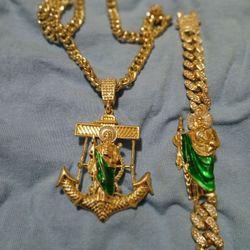 Gold Plated Chain and Bracelet 