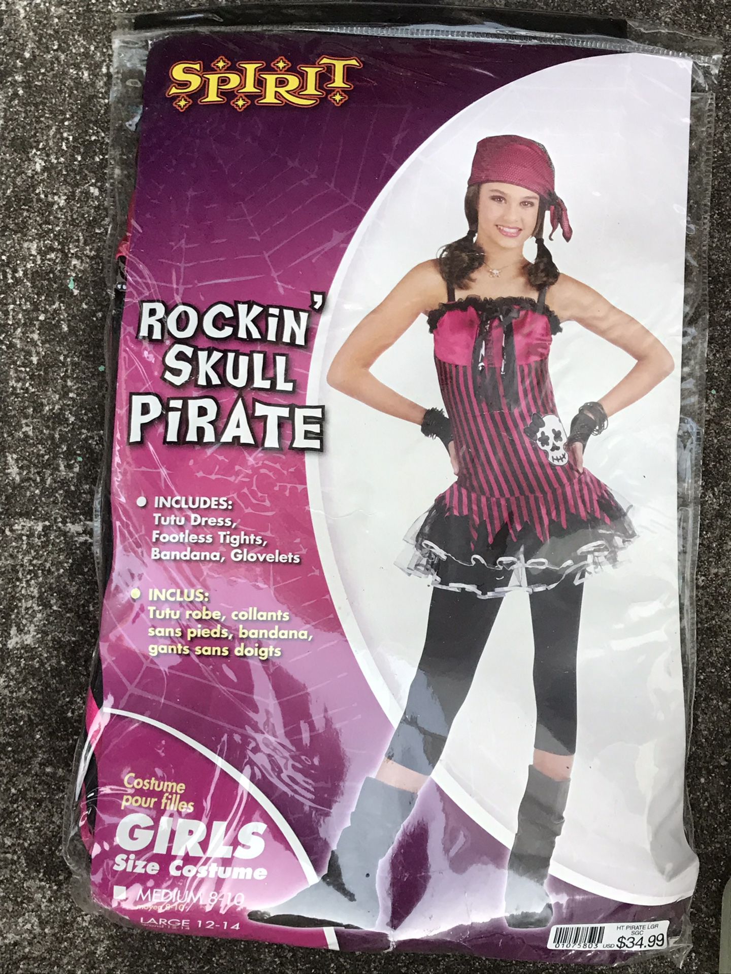 Girls size size large rocking skull pirate spirit Halloween costume New