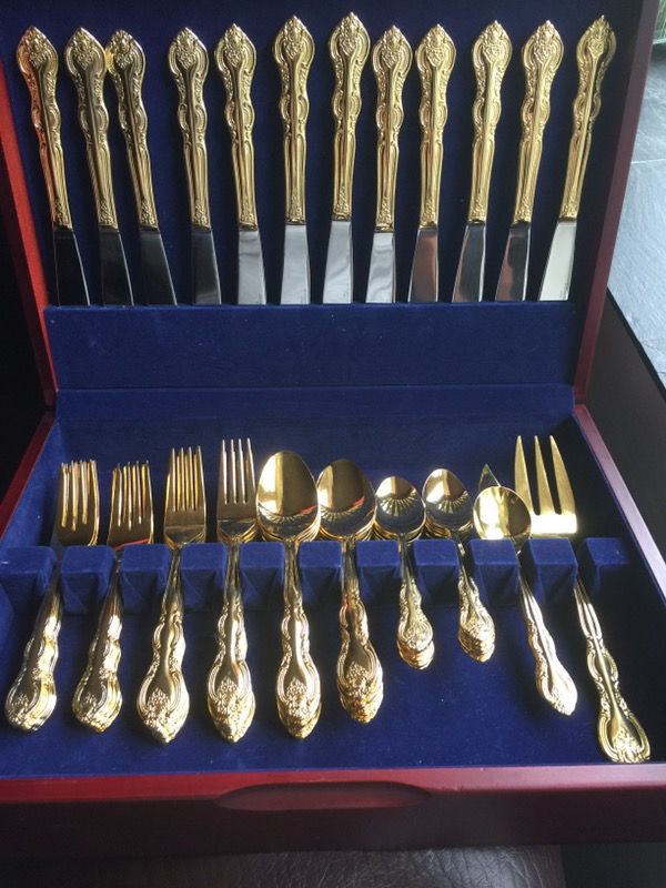 84 PC Silver & Gold Cutlery Set – R & B Import