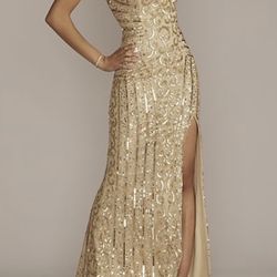 David’s Bridal Gold Gown