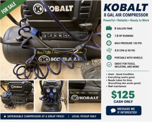 Kobalt 8 Gallon Portable Air Compressor