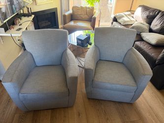 Pottery Barn Irving Upholstered Swivel Chairs Set