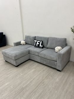 New 📦 - Grey Corduroy L Sectional Couch