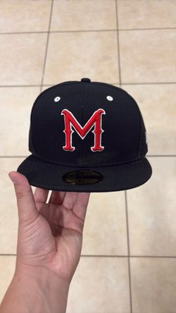 Black and red M hats